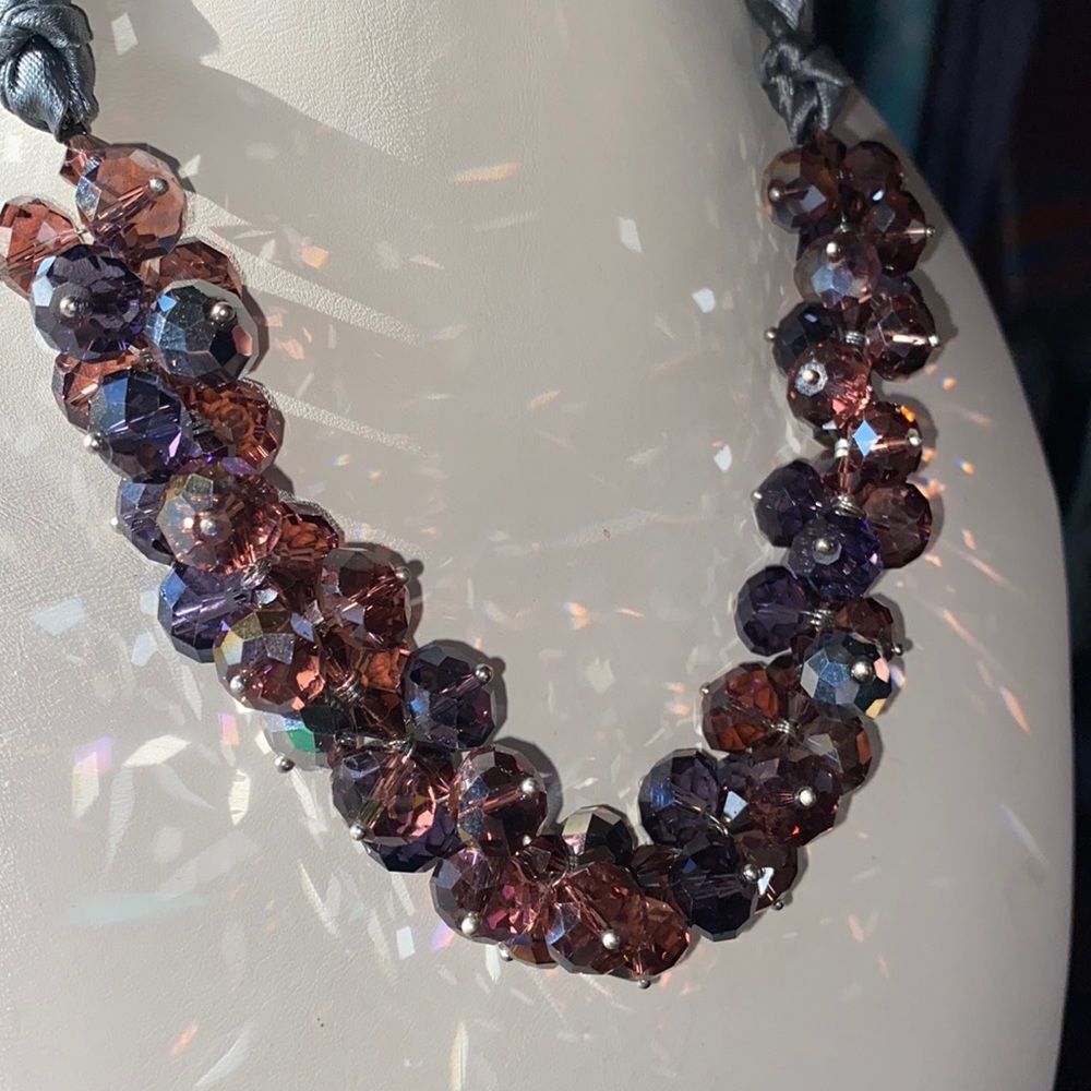 Ali Khan Faceted Purple Glass Cluster Necklace✨